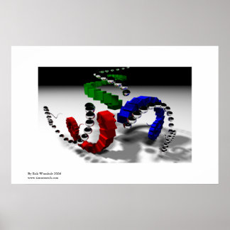 Tri Spiral Recursive Raytraced Image Poster