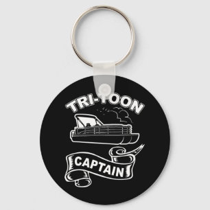 Tri-toon Captain Funny Tritoon Boating Pontoon Boa Key Ring