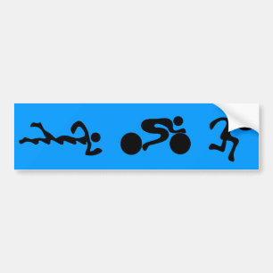 TRI Triathlon Black Figures Bumper Sticker