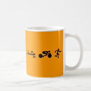 TRI Triathlon Swim Bike Run BLACK Bumper Design Coffee Mug