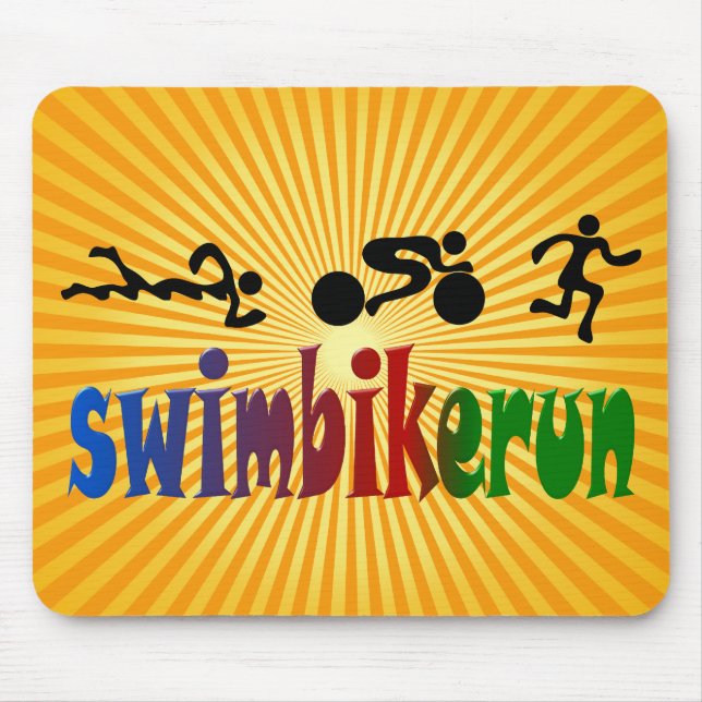 TRI Triathlon Swim Bike Run BLACK Bumper Design Mouse Mat (Front)