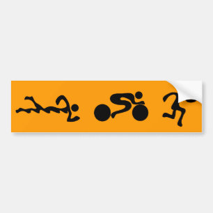 TRI Triathlon Swim Bike Run BLACK Bumper Design Sticker