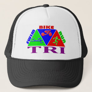 TRI Triathlon Swim Bike Run PYRAMID Design Trucker Hat