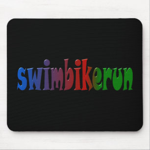 TRI Triathlon Swim Bike Run RAINBOW Design Mouse Mat