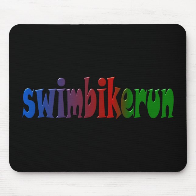 TRI Triathlon Swim Bike Run RAINBOW Design Mouse Mat (Front)