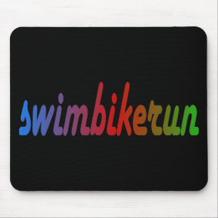 TRI Triathlon Swim Bike Run RAINBOW Design Mouse Mat