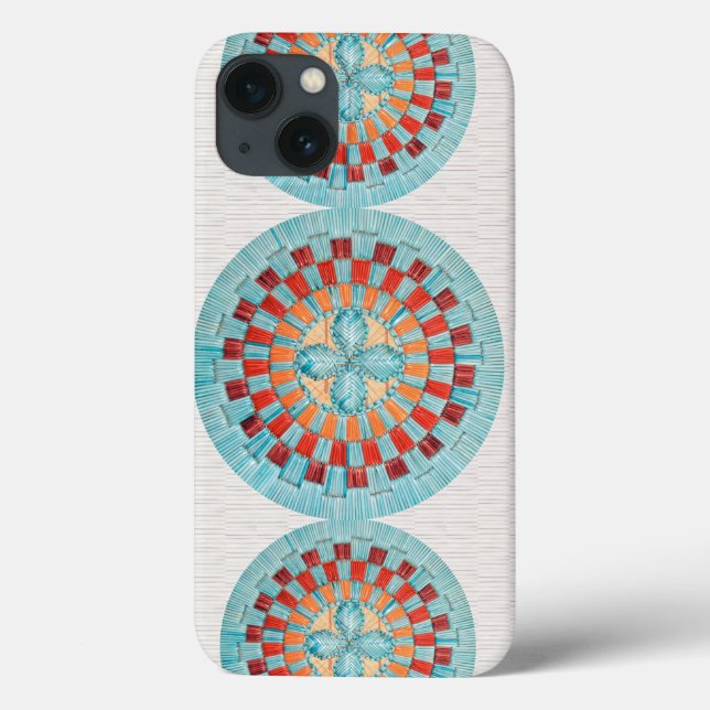 Tri Turquoise Flower Case-Mate iPhone Case (Back)