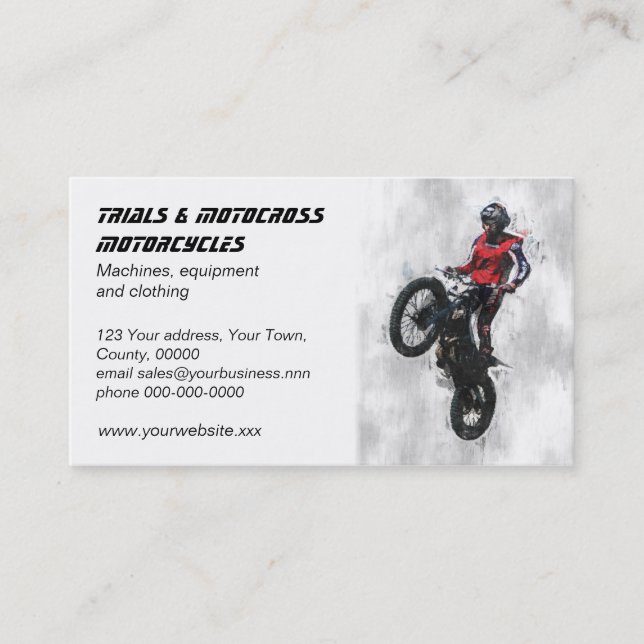 Trials motocross business card (Front)