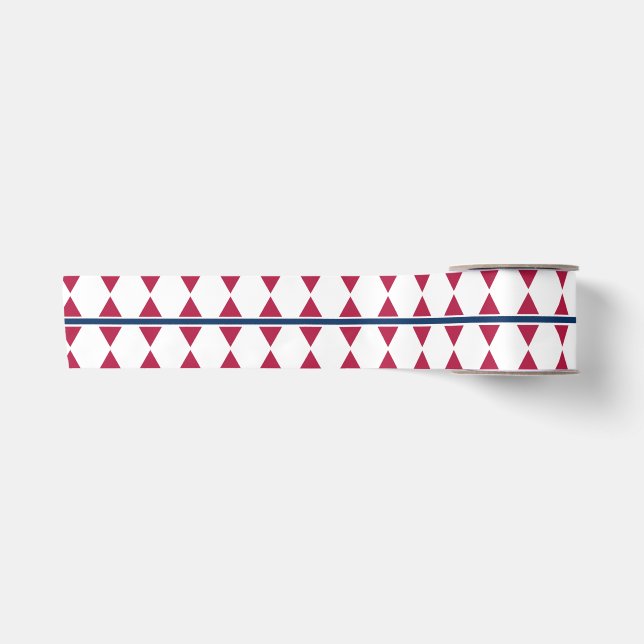 Triangel rows pattern Red blue and White Satin Ribbon (Front)