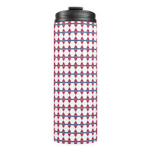 Triangel rows pattern Red blue and White Thermal Tumbler