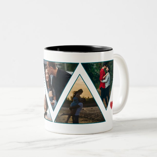 Triangle 5 custom photo collage Two-Tone coffee mug (Front Right)