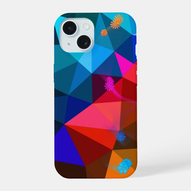 Triangle Abstract and Daisy iPhone 15 Case (Back)