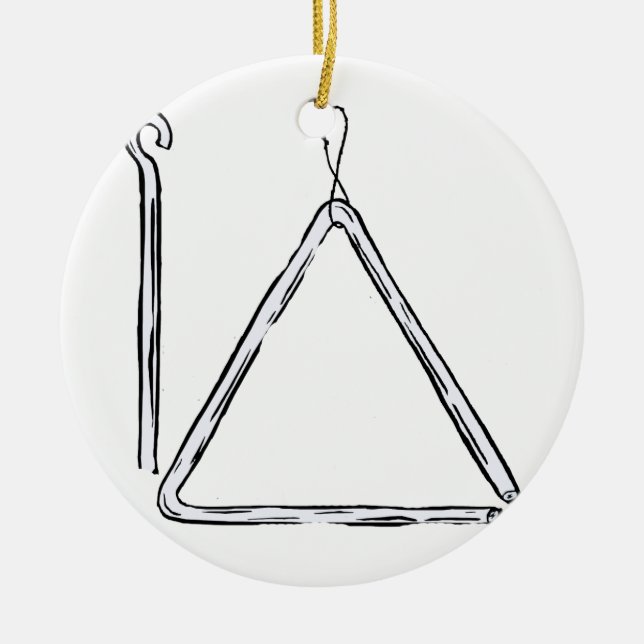 Triangle And Beater Graphic Black and White Ceramic Tree Decoration (Front)