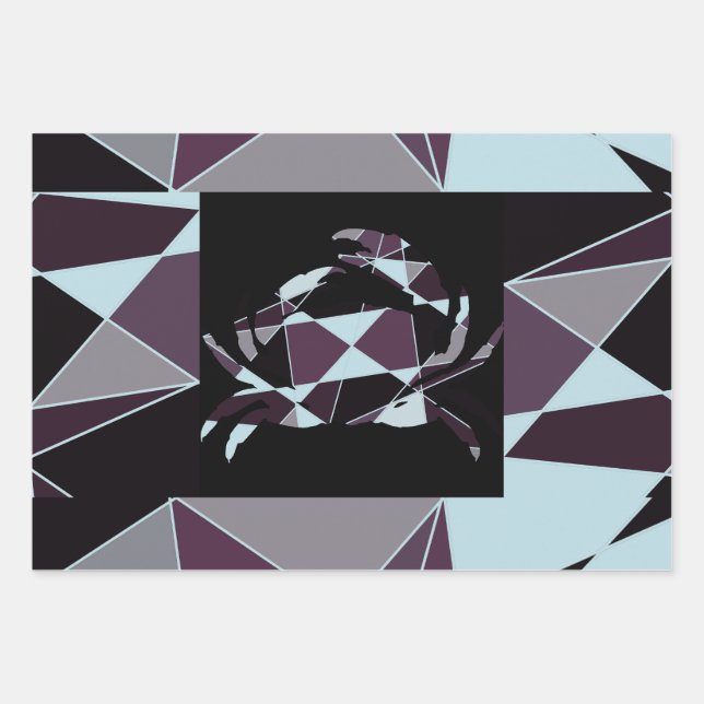 Triangle black grey white maroon Abstract Wrapping Paper Sheet (Front 3)