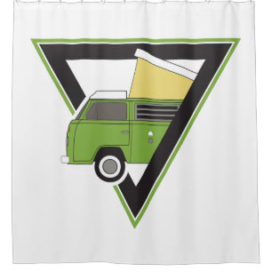 triangle classic green camper van shower curtain