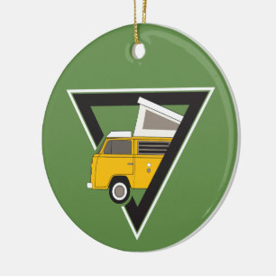 triangle classic yellow bus ceramic tree decoration