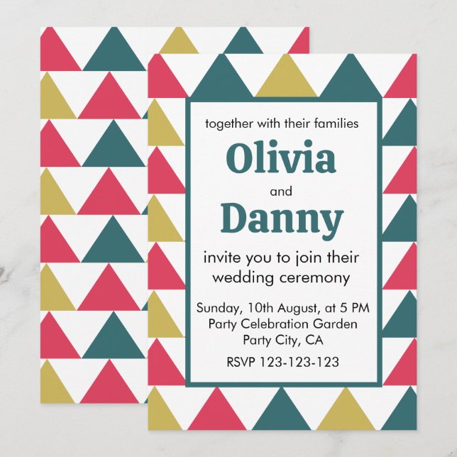 Triangle Colourful Geometric Triangle Wedding Invitation (Front/Back)
