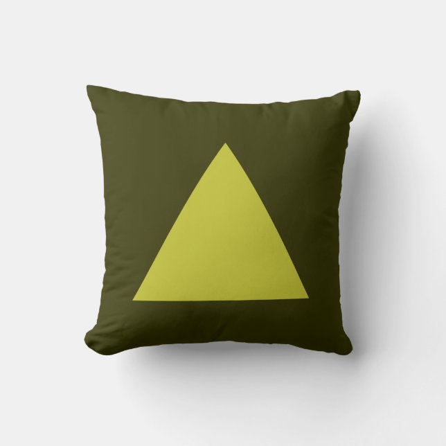 Triangle Colours - Banana on Dk Olive Cushion (Front)