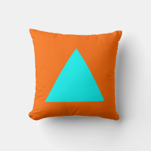 Triangle Colours - Cyan on Orange Cushion