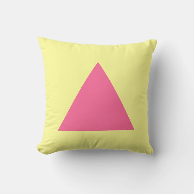 Triangle Colours - Deep Pink with Chalk Yellow Cushion (Front)