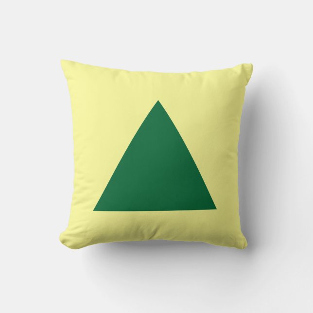 Triangle Colours - Forest Green and Light Yellow Cushion (Front)