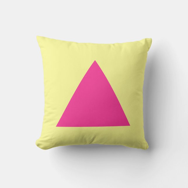 Triangle Colours - Hot Pink with Chalk Yellow Cushion (Front)