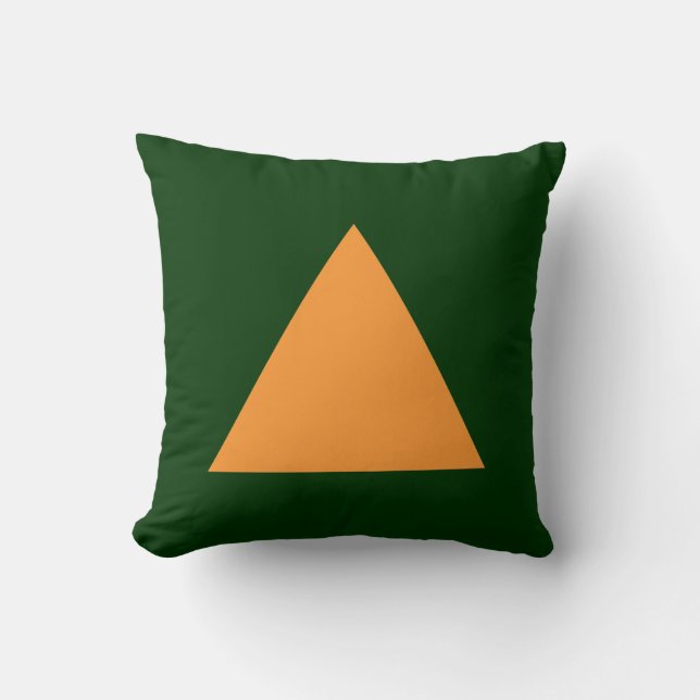 Triangle Colours - Lt Orange and Dk Green Cushion (Front)