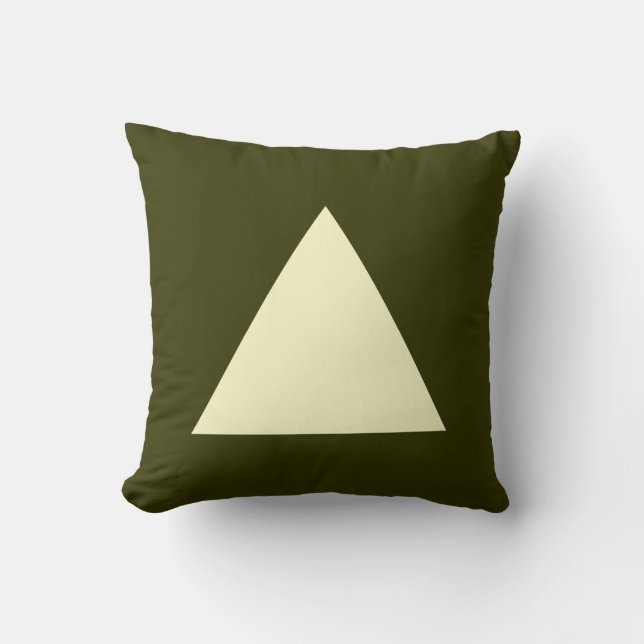 Triangle Colours - Pale Yellow on Dk Olive Cushion (Front)