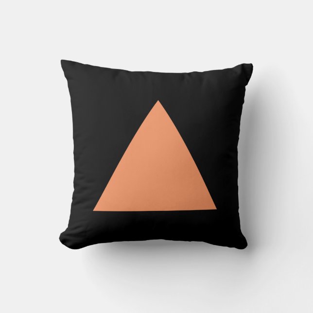 Triangle Colours - Peach and Black Cushion (Front)