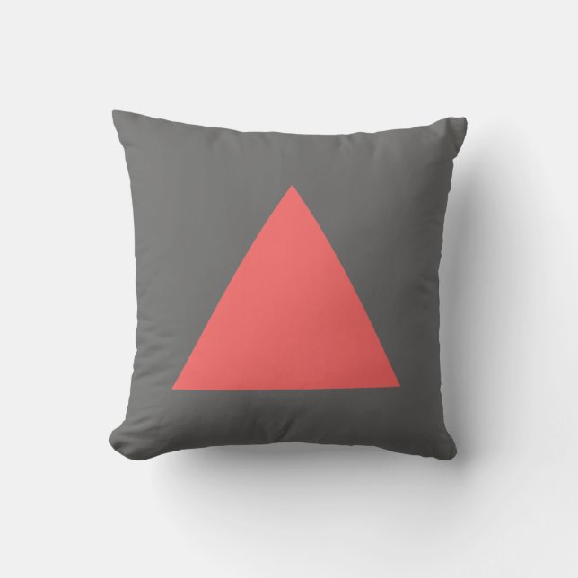 Triangle Colours - Tropical Pink and Grey Cushion (Front)