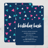 Triangle Confetti Birthday Party Invitation