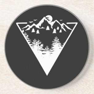 Triangle frame artwork with wilderness landscape coaster