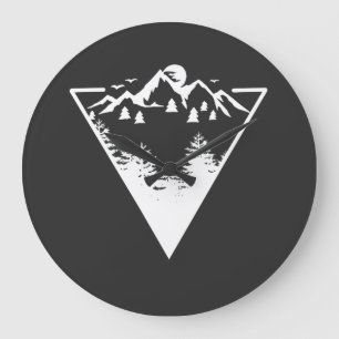 Triangle frame artwork with wilderness landscape large clock