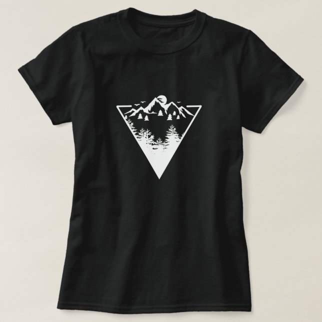 Triangle frame artwork with wilderness landscape T-Shirt (Design Front)