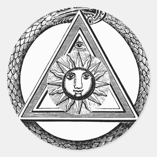 Triangle Freemason Snake Classic Round Sticker (Front)