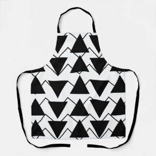Triangle Geometric Black and White Apron