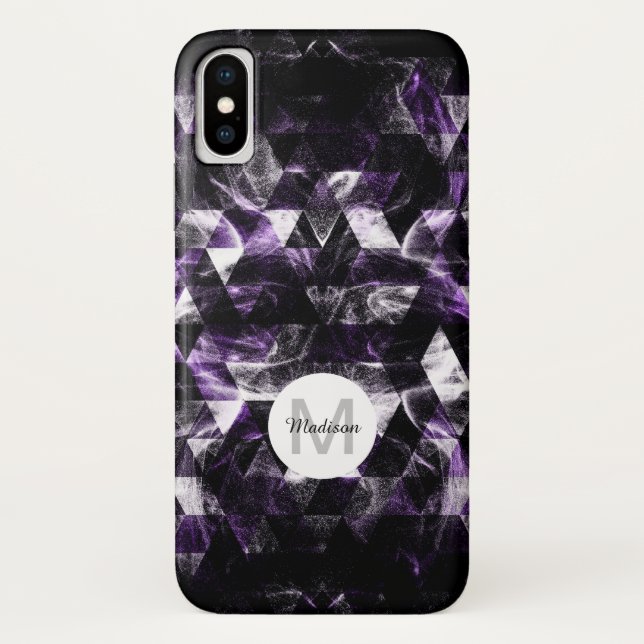 Triangle Geometric Purple Smoky Galaxy Monogram Case-Mate iPhone Case (Back)