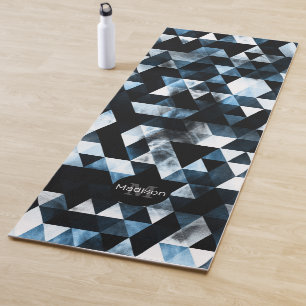Triangle Geometry Blue Smoky pattern Monogram Yoga Mat