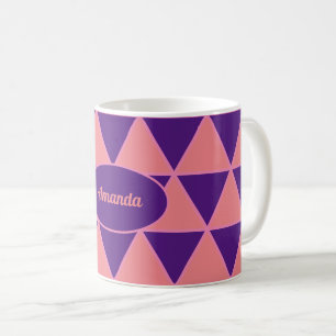 Triangle graphic purple pink pattern with name coffee mug