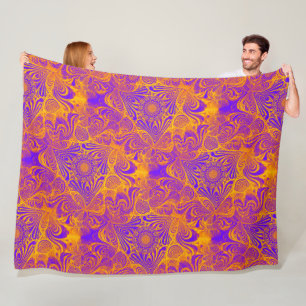 Triangle Labyrinth Mandala Seamless Pattern 2 Fleece Blanket