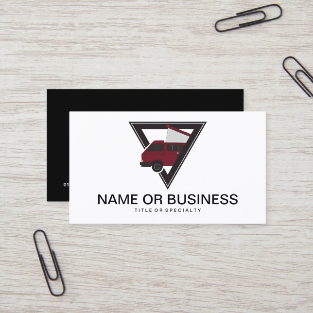 triangle maroon bus business card (Front/Back In Situ)