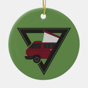 triangle maroon bus ceramic tree decoration