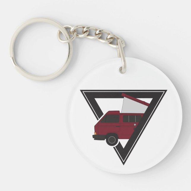 triangle maroon bus key ring (Front)