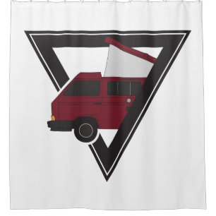 triangle maroon bus shower curtain