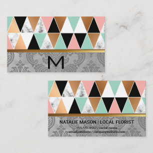 Triangle Pattern   Damask Background Business Card