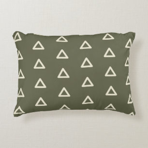Triangle Pattern in Moss Green & Cream Geometric Decorative Cushion