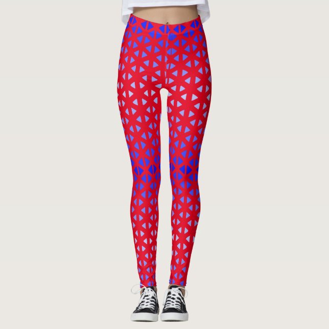 Triangle.Pattern.shade.blue.01 Red BG Leggings (Front)