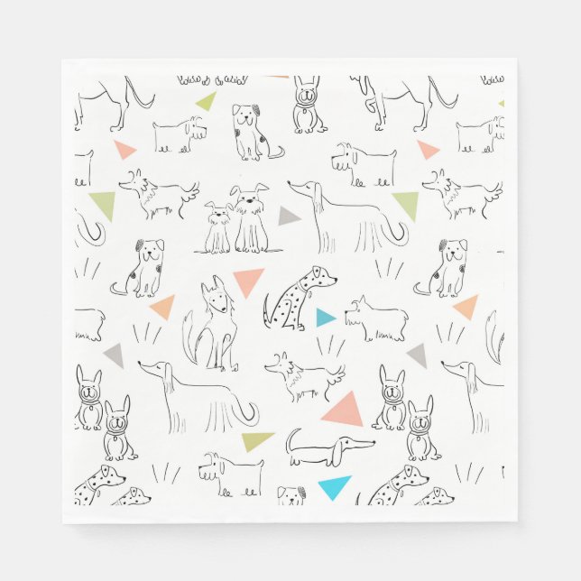 Triangle Pop Doodle Dogs Paper Napkins (Front)