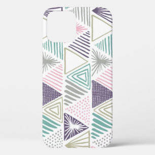 Triangle shapes, hand-drawn vintage style. iPhone 12 case