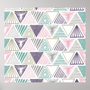 Triangle shapes, hand-drawn vintage style. poster